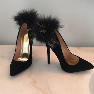 Black velvet pumps high heels size 6